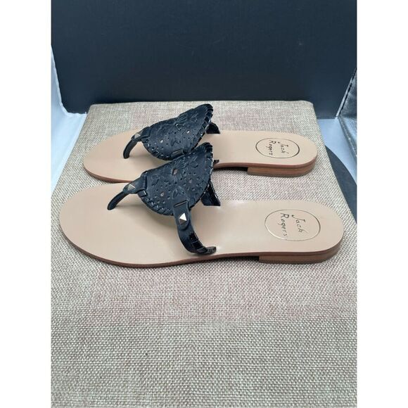 Jack Rogers Georgica Sandals in Black Women’s Size 8 Flats - Picture 2 of 9